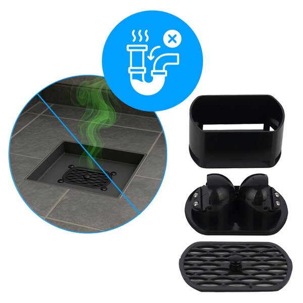 BPS-koupelny Čtvercový sprchový odtokový žlab DL07 360 FIX G1 BL 10x10 cm, černý