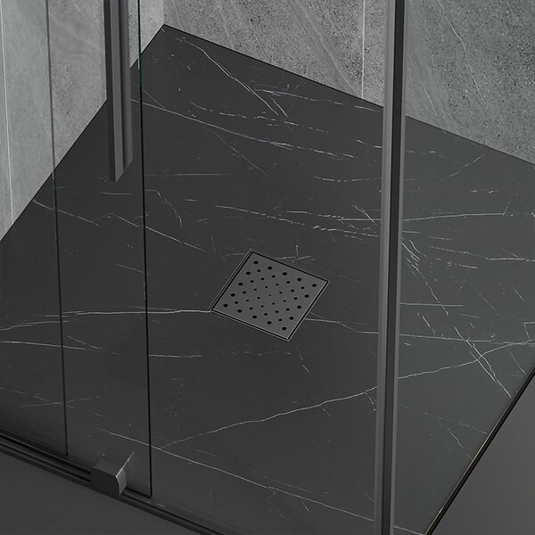 BPS-koupelny Čtvercový sprchový odtokový žlab DL06 CIRCLE G7 BL 15x15 cm, černý