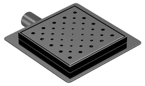BPS-koupelny Čtvercový sprchový odtokový žlab DL06 CIRCLE G7 BL 15x15 cm, černý