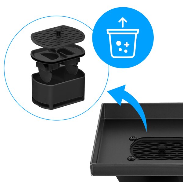 BPS-koupelny Čtvercový sprchový odtokový žlab DL07 360 FIX G1 BL 10x10 cm, černý