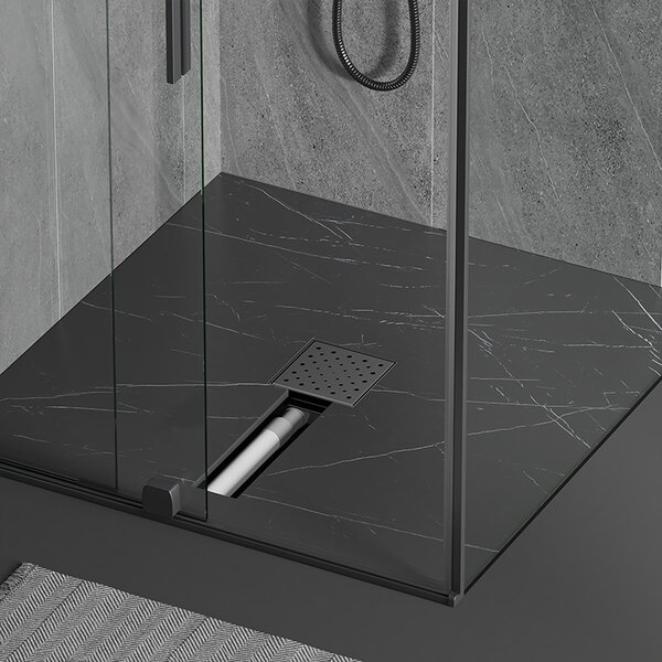 BPS-koupelny Čtvercový sprchový odtokový žlab DL06 CIRCLE G7 BL 15x15 cm, černý