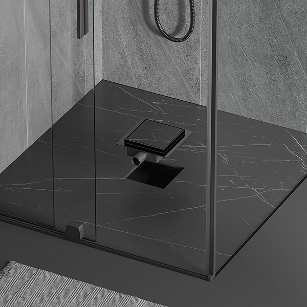BPS-koupelny Čtvercový sprchový odtokový žlab 2in1 DL06 FIX G1 BL 15x15 cm, černý