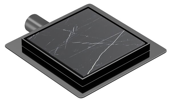 BPS-koupelny Čtvercový sprchový odtokový žlab 2in1 DL06 FIX G1 BL 15x15 cm, černý