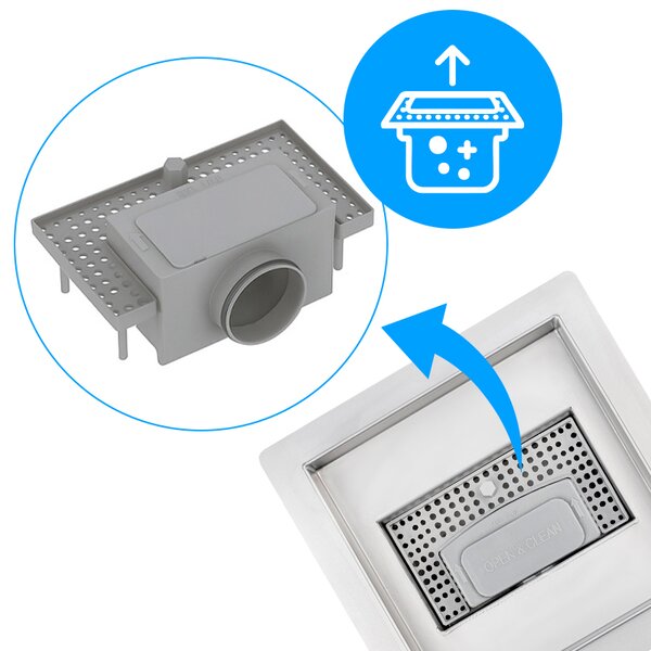 BPS-koupelny Čtvercový sprchový odtokový žlab 2in1 DL06 FIX G1 ST 15x15 cm, satén