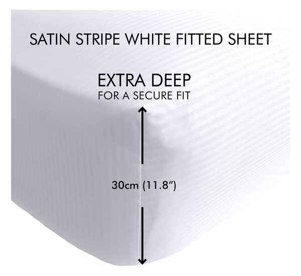 Bílé napínací prostěradlo 90x190 cm Satin Stripe - Catherine Lansfield