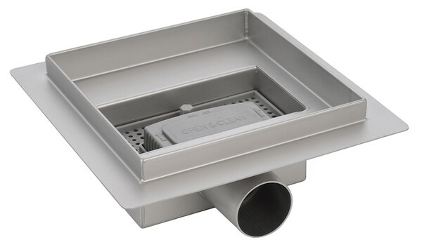 BPS-koupelny Čtvercový sprchový odtokový žlab 2in1 DL06 FIX G1 ST 15x15 cm, satén
