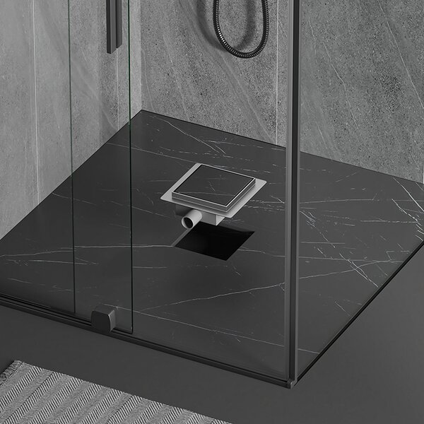 BPS-koupelny Čtvercový sprchový odtokový žlab 2in1 DL06 FIX G1 ST 15x15 cm, satén