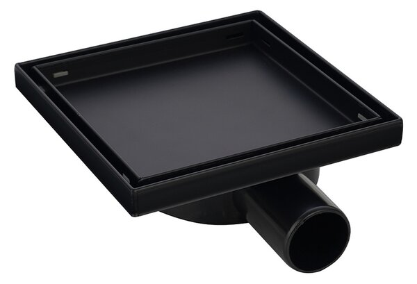 BPS-koupelny Čtvercový sprchový odtokový žlab DL07 360 FIX G1 BL 10x10 cm, černý