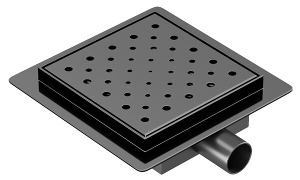 BPS-koupelny Čtvercový sprchový odtokový žlab DL06 CIRCLE G7 BL 15x15 cm, černý