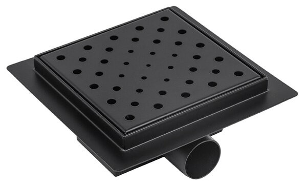 BPS-koupelny Čtvercový sprchový odtokový žlab DL06 CIRCLE G7 BL 15x15 cm, černý