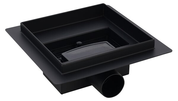 BPS-koupelny Čtvercový sprchový odtokový žlab 2in1 DL06 FIX G1 BL 15x15 cm, černý