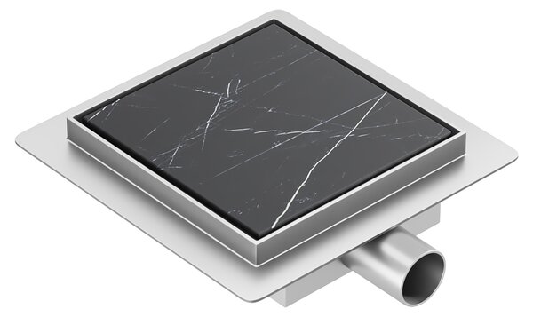 BPS-koupelny Čtvercový sprchový odtokový žlab 2in1 DL06 FIX G1 ST 15x15 cm, satén