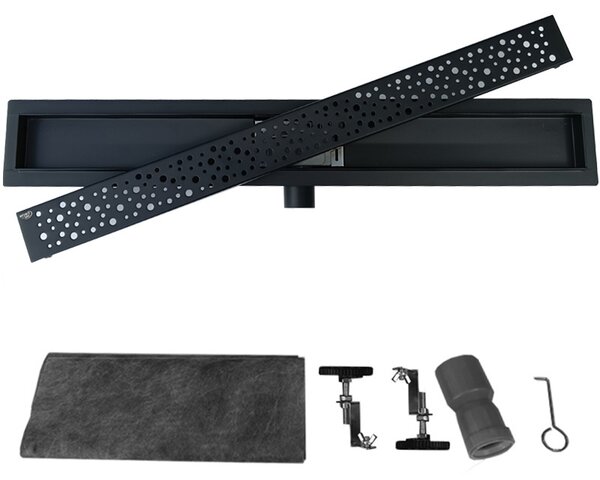BPS-koupelny Sprchový odtokový žlab DL01 WAVE G5 BL 70 cm, černý