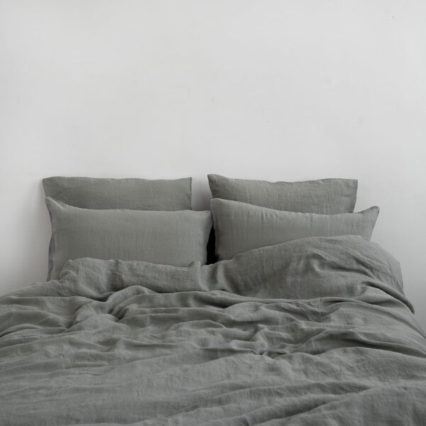 Khaki prodloužené lněné povlečení na dvoulůžko 200x220 cm – Linen Tales