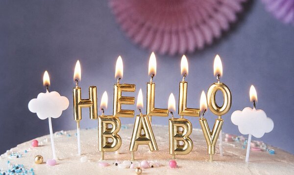 HELLO BABY Sada svíček - zlatá