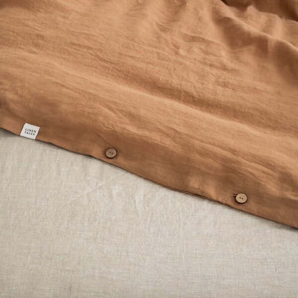 Hnědé lněné povlečení na dvoulůžko 200x200 cm – Linen Tales