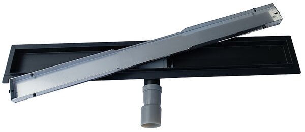 BPS-koupelny Sprchový odtokový žlab 2in1 DL01 GLASS BL 50 cm, černý