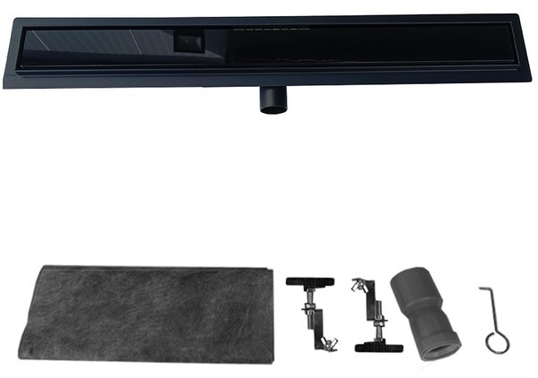 BPS-koupelny Sprchový odtokový žlab 2in1 DL01 GLASS BL 50 cm, černý