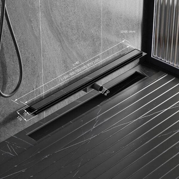 BPS-koupelny Sprchový odtokový žlab 2in1 DL01 FIX G1 BL 50 cm, černý