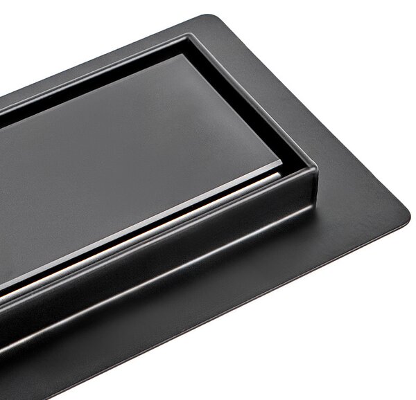 BPS-koupelny Sprchový odtokový žlab 2in1 DL01 GLASS BL 50 cm, černý