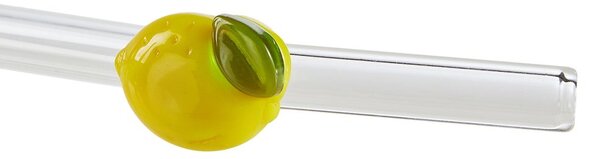 LONG DRINK Skleněná brčka s kartáčkem citrony set 5 ks