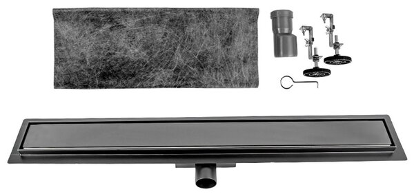 BPS-koupelny Sprchový odtokový žlab 2in1 DL01 GLASS BL 50 cm, černý