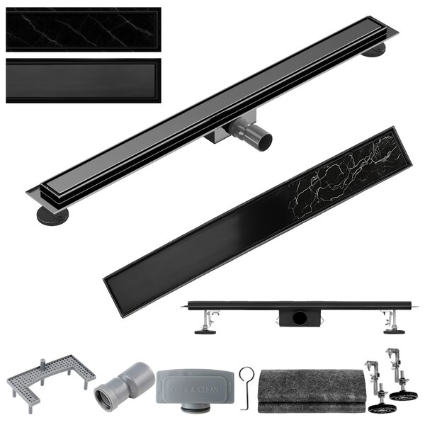 BPS-koupelny Sprchový odtokový žlab 2in1 DL01 FIX G1 BL 50 cm, černý