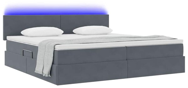 LED postel s úložným prostorem a matrací Tmavě šedá 3371356