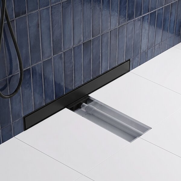 BPS-koupelny Nástěnný odtokový žlab 2in1 DL04 MURAL BL 50 cm, černý