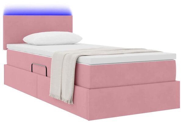 LED postel s úložným prostorem a matrací Růžová 90 x 200 cm 3371312