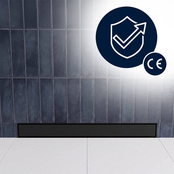 BPS-koupelny Nástěnný odtokový žlab 2in1 DL04 MURAL BL 50 cm, černý