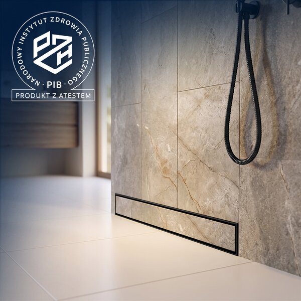 BPS-koupelny Nástěnný odtokový žlab 2in1 DL04 MURAL BL 50 cm, černý