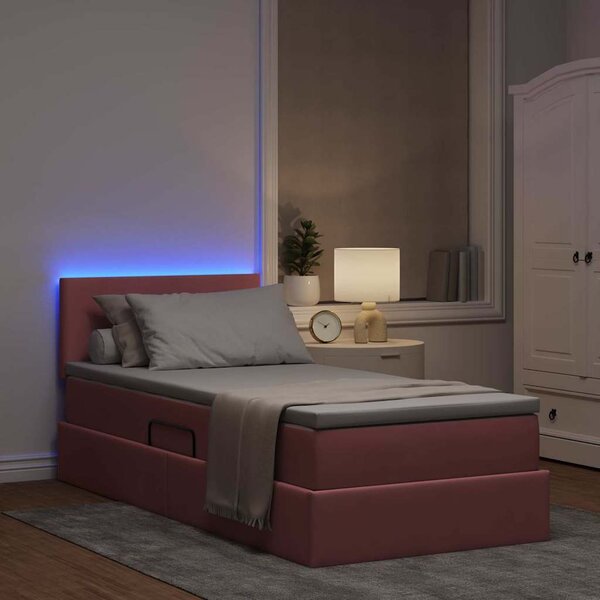 LED postel s úložným prostorem a matrací Růžová 90 x 200 cm 3371312