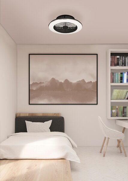 Mantra 7495 Alisio Mini, stropní svítidlo s ventilátorem a dálkovým ovladačem, LED 70W 2700K-5000K, černá, průměr 52,5cm