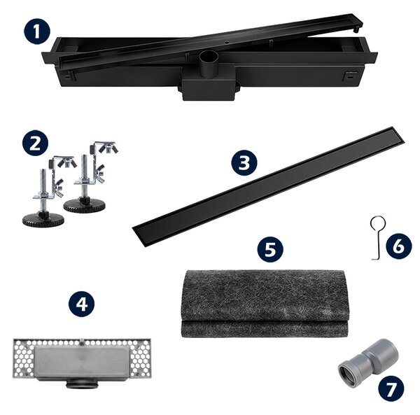 BPS-koupelny Nástěnný odtokový žlab 2in1 DL09 WALL BL 50 cm, černý