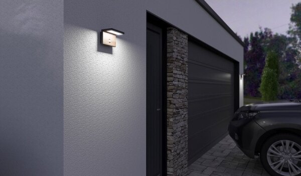 LED Venkovní svítidlo se senzorem NATURA LED/12W/230V 4000K IP54 hnědá/antracit