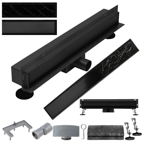 BPS-koupelny Nástěnný odtokový žlab 2in1 DL09 WALL BL 50 cm, černý