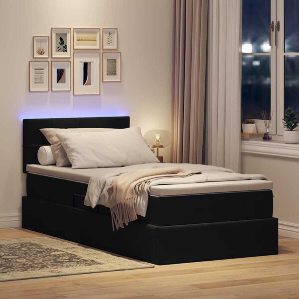 LED postel s úložným prostorem a matrací Černá 90 x 190 cm 3371363