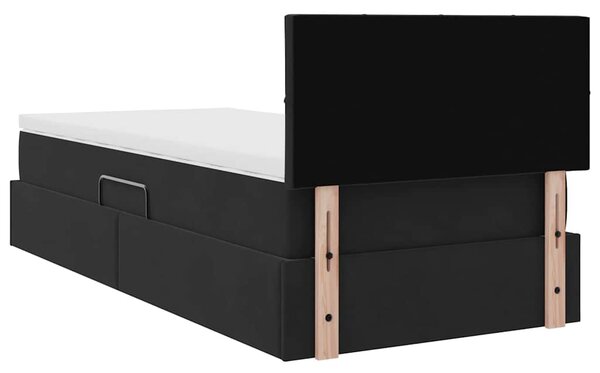 LED postel s úložným prostorem a matrací Černá 90 x 190 cm 3371363