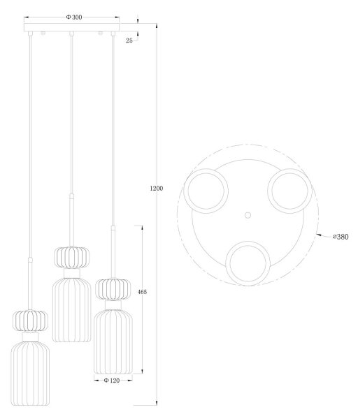 Lustr na lanku MOLLY 3xE14/40W/230V pr. 38 cm pestrobarevná