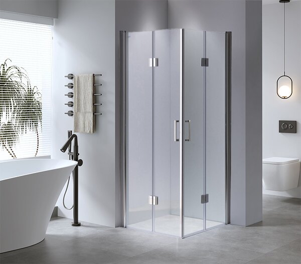BPS-koupelny Čtvercový sprchový kout KZ1290B 90x90 chrom/transparent + vanička ST02B BL černá