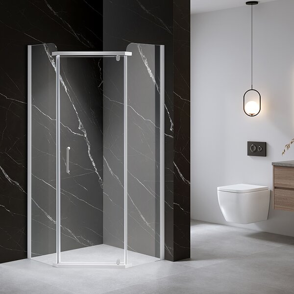 BPS-koupelny Pětiúhelníkový sprchový kout KZ91B 90x90 chrom/transparent + vanička ST07B BL černá
