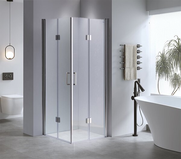 BPS-koupelny Čtvercový sprchový kout KZ1290B 90x90 chrom/transparent + vanička ST02B BL černá