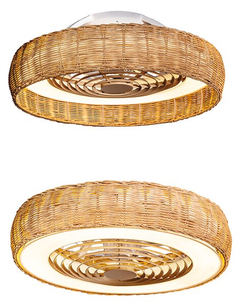 Mantra 7811 Kilimanjaro, stropní svítidlo s ventilátorem a dálkovým ovladačem, LED 70W 2700K-5000K, ratan, průměr 65cm