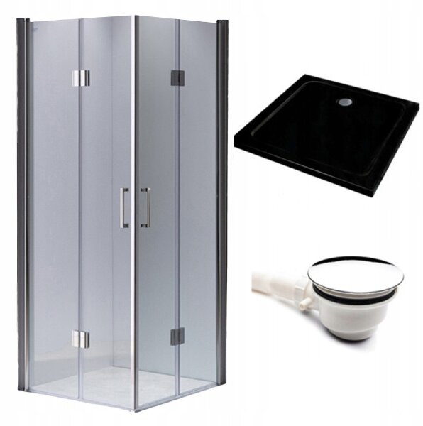 BPS-koupelny Čtvercový sprchový kout KZ1290B 90x90 chrom/transparent + vanička ST02B BL černá