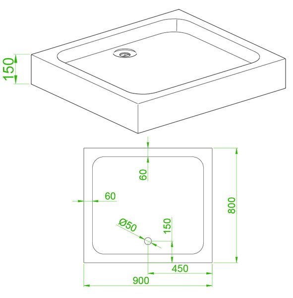 BPS-koupelny Obdélníkový sprchový kout KZ12A 90x80 chrom/transparent + vanička SXL03B WH bílá