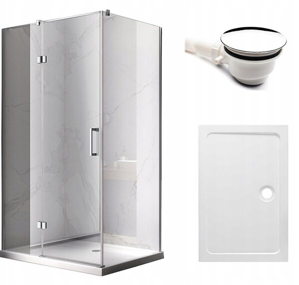 Hydrosan Obdélníkový sprchový kout KZ02B WH 100x80 chrom/transparent + vanička ST03A bílá