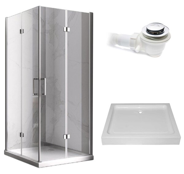 BPS-koupelny Obdélníkový sprchový kout KZ12A 90x80 chrom/transparent + vanička SXL03B WH bílá