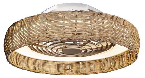 Mantra 7811 Kilimanjaro, stropní svítidlo s ventilátorem a dálkovým ovladačem, LED 70W 2700K-5000K, ratan, průměr 65cm