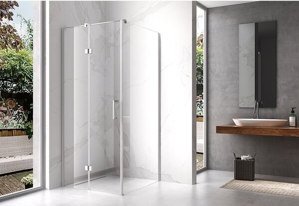 BPS-koupelny Čtvercový sprchový kout KZ01B 80x80 chrom/transparent + vanička ST02A WH bílá